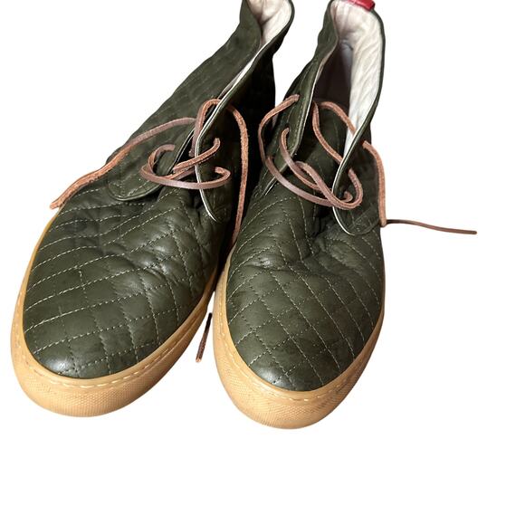 Del Toro Mens Green Quilted Leather Sneaker Shoes size 13 chukka - Picture 3 of 5